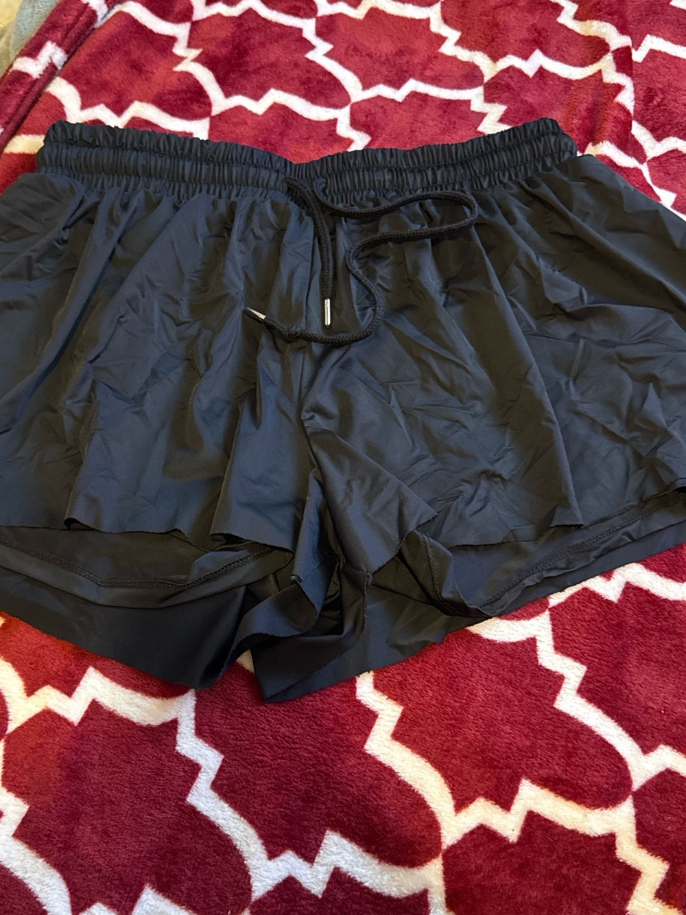 Black Women's Active Layered Running Shorts Sz M
